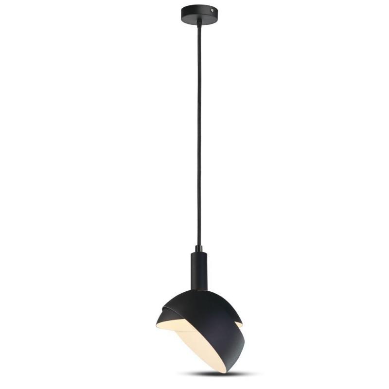 [LP3921N] Lampadario LED con Paralume in Alluminio e Portalampada E14 (Max 60W) Colore Nero SKU 3921