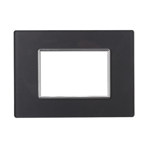 [BAN84310] ETTROIT Placca In Vetro Serie Moon 3P Colore Acciaio Scuro Compatibile Con Bticino Axolute