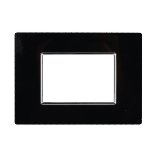 [BAN84302] ETTROIT Placca In Vetro Serie Moon 3P Colore Nero Compatibile Con Bticino Axolute