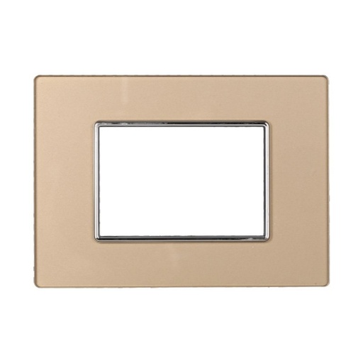 [BAN84311] Placca In Vetro Serie Moon 3P Colore Oro Compatibile Con Bticino Axolute