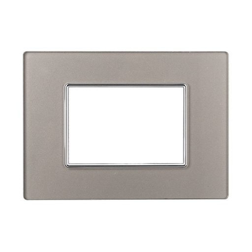[BAN84306] ETTROIT Placca In Vetro Serie Moon 3P Colore Silver Compatibile Con Bticino Axolute