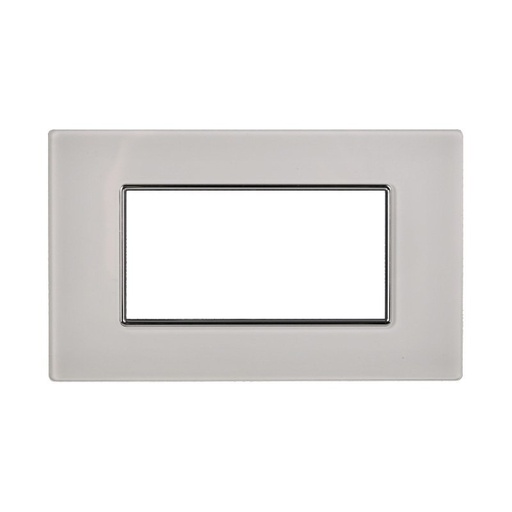 [BAN84401] ETTROIT Placca In Vetro Serie Moon 4P Colore Bianco Compatibile Con Bticino Axolute