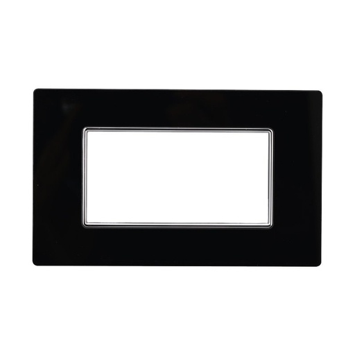 [BAN84402] ETTROIT Placca In Vetro Serie Moon 4P Colore Nero Compatibile Con Bticino Axolute