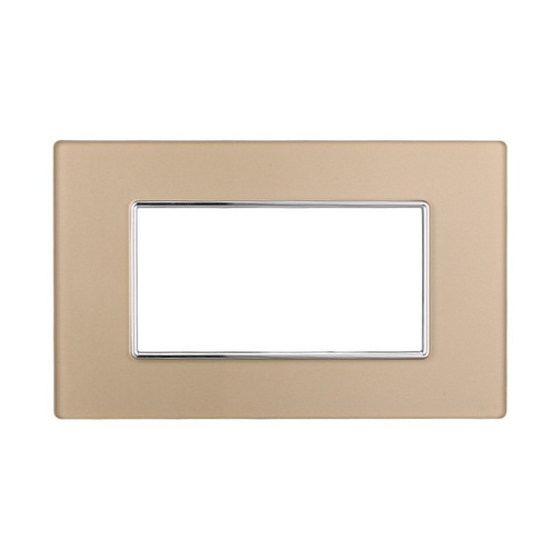 [BAN84411] ETTROIT Placca In Vetro Serie Moon 4P Colore Oro Compatibile Con Bticino Axolute