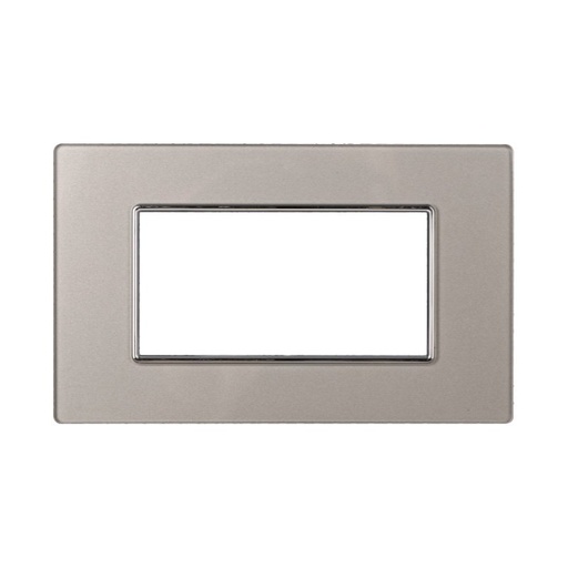 [BAN84406] ETTROIT Placca In Vetro Serie Moon 4P Colore Silver Compatibile Con Bticino Axolute