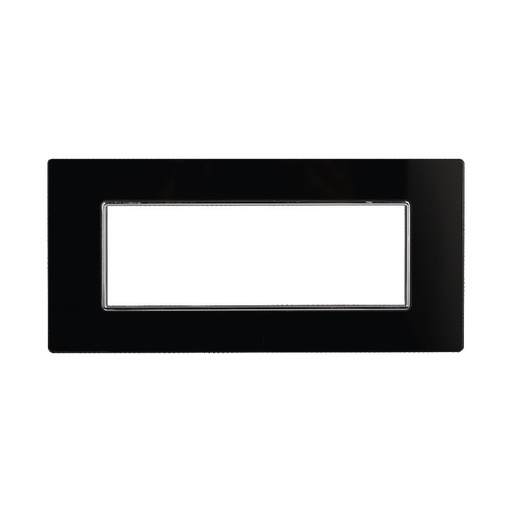 [BAN84602] ETTROIT Placca In Vetro Serie Moon 6P Colore Nero Compatibile Con Bticino Axolute