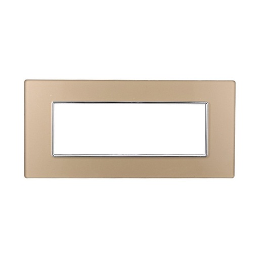 [BAN84611] ETTROIT Placca In Vetro Serie Moon 6P Colore Oro Compatibile Con Bticino Axolute