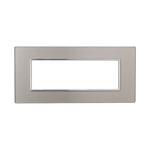 [BAN84606] ETTROIT Placca In Vetro Serie Moon 6P Colore Silver Compatibile Con Bticino Axolute