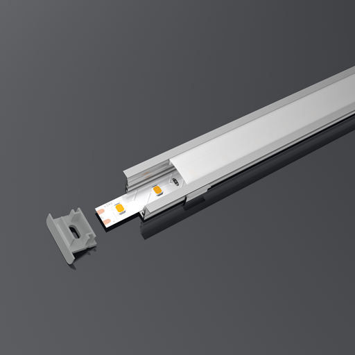 [SP2520] A2ZWORLD Kit Profilo Alluminio Completo Da 2 Metri Per Striscia Led, Larga e Alta da Incasso, Dimensione 27.2*15mm, Larghezza Interna 17mm, 193g/m, Copertura Opale, Tappi Chiusura e Clip Fissaggio Incluso