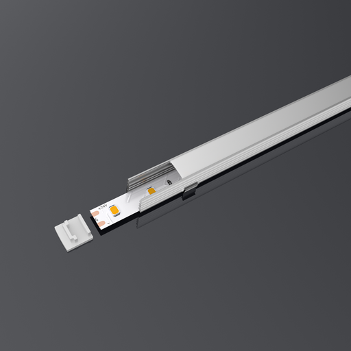 [SP2820] A2ZWORLD Kit Profilo Alluminio Completo Da 2 Metri Per Striscia Led, Standard Alta, Dimensione 14.2*14.3mm, Larghezza Interna 10mm, 103g/m, Copertura Opale, Tappi Chiusura e Clip Fissaggio Incluso