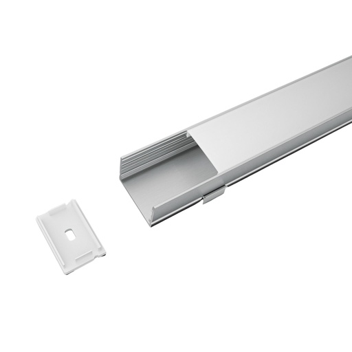 [SP3520] Kit Profilo Alluminio Completo Da 2 Metri Per Striscia Led, Super Larga e Alta, Dimensione 30X20mm, Larghezza Interna 25mm, 234g/m, Copertura Opale, Tappi Chiusura e Clip Fissaggio Incluso,BAV3371