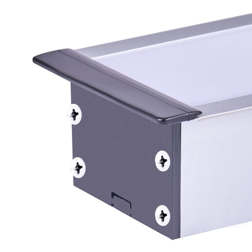 [SP4320] Kit Profilo Alluminio Completo Da 2 Metri Per Striscia Led, Super Larga e Alta Da Incasso, Dimensione 63.5X35mm, Larghezza Interna 44mm, 515g/m, Copertura Opale, Tappi Chiusura e Clip Fissaggio Incluso