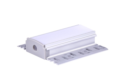 [SP4520] A2ZWORLD Kit Profilo Alluminio Completo Da 2 Metri Per Striscia Led, Larga Da Incasso Con Alette Scomparsa,  Dimensione 61.8*13.8mm, Larghezza Interna 20mm, 305g/m, Copertura Opale, Tappi Chiusura e Clip Fissaggio Incluso