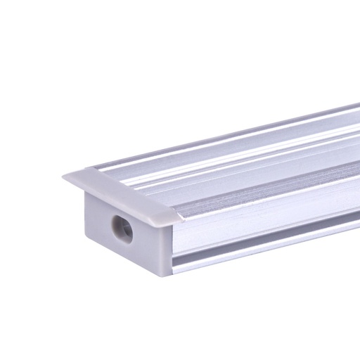 [SP5120] Kit Profilo Alluminio Completo Da 2 Metri Per Striscia Led, Larga Da Incasso, Dimensione 27.1X11.3mm, Larghezza Interna 12mm, 224g/m, Copertura Opale, Tappi Chiusura e Clip Fissaggio Incluso