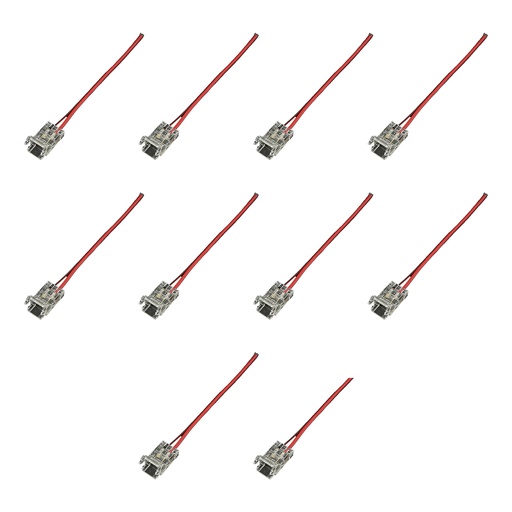 [CL0284] 10 Pezzi Connettore Trasparente Invisibile 8mm 2 PIN Per Chiudere 2 Striscie Led Smd COB con Passo da 8mm Senza Saldare