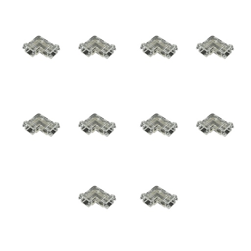 [CL0287] 10 Pezzi Connettore Trasparente Invisibile 8mm Angolare 90° 2 PIN Per Unire In Angolo 2 Striscie Led Smd COB con Passo da 8mm Senza Saldare
