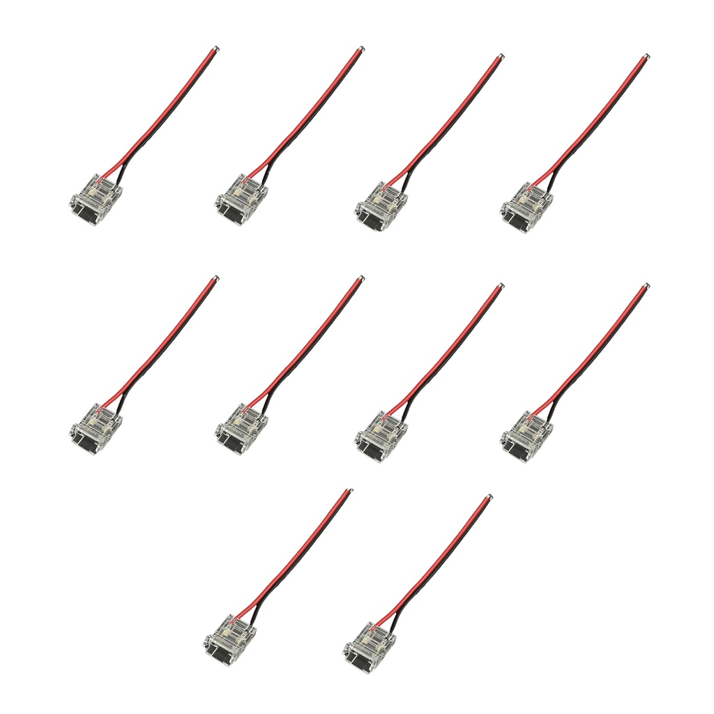 [CL0288] 10 Pezzi Connettore Trasparente Invisibile 10mm 2 PIN Per Chiudere 2 Striscie Led Smd COB con Passo da 10mm Senza Saldare