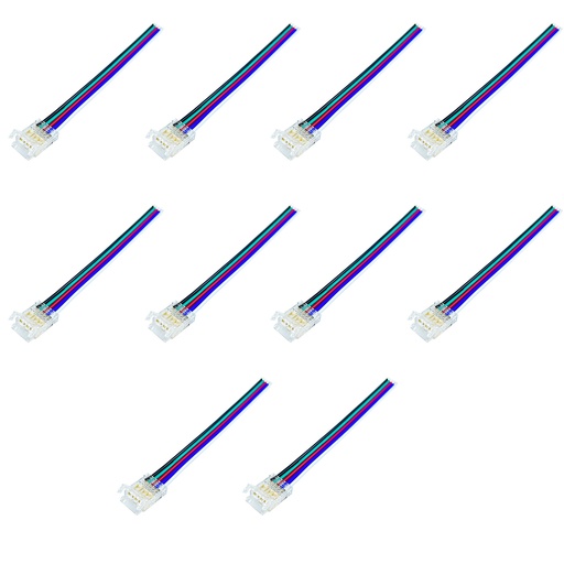 [CL0292] 10 Pezzi Connettore Trasparente Invisibile 10mm RGB 4 PIN Per Chiudere 2 Striscie Led Smd COB RGB con Passo da 10mm Senza Saldare