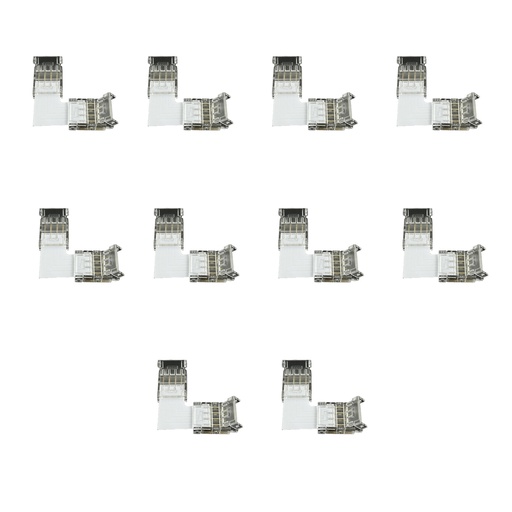[CL0295] 10 Pezzi Connettore Trasparente Invisibile 10mm RGB Angolare 90° 2 PIN Per Unire In Angolo 2 Striscie Led Smd COB RGB con Passo da 10mm Senza Saldare