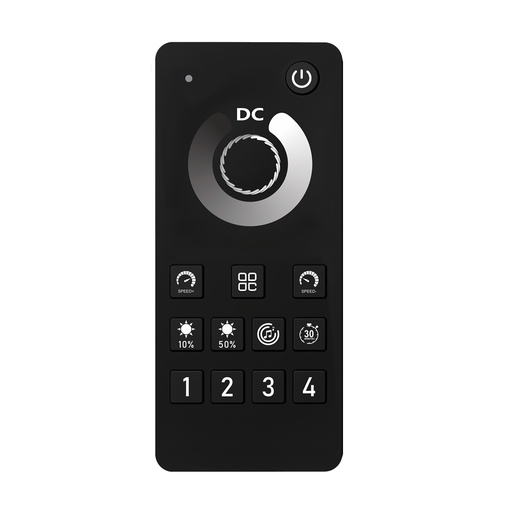 [CLC101R] Telecomando RF 2.4G Per Centralina Controller Dimmer Mono Colore RF 2.4G   3V Con Pile AAA (Escluso)  1 Canale Dimmer CLC101W Nero