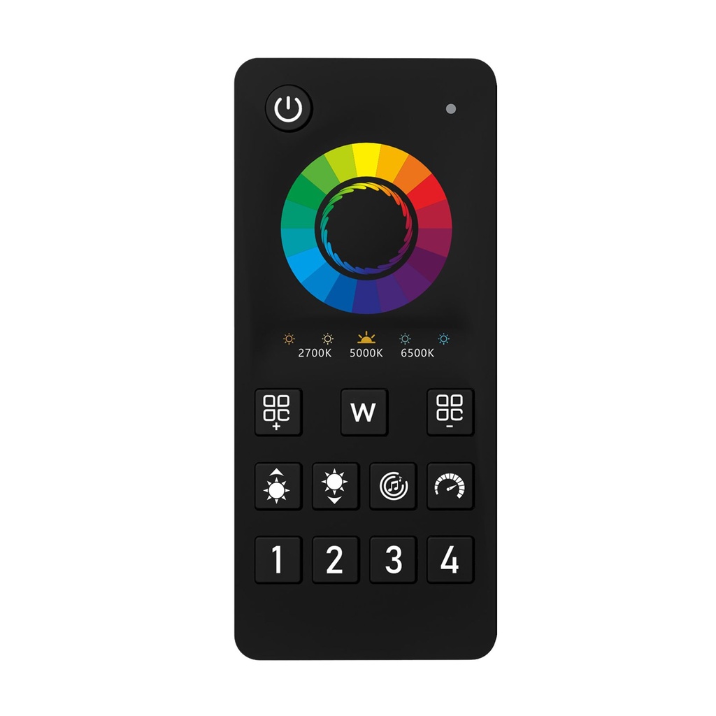 [CLC105R] Telecomando RF 2.4G per Centralina Controller RGBCCT 3V con Pile AAA (Escluso) 5 Canali RGBCCT CLC105W Nero