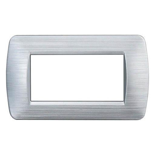 [BLN85415] ETTROIT Placca Plastica Serie Space 4P Colore Silver Satinato Compatibile Con Bticino Living Light