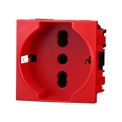 [BLN2116] ETTROIT Presa Schuko 2P+T 16A Colore ROSSO Compatibile Con Bticino Living International
