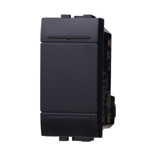 [BLN1001] ETTROIT Pulsante 1P 16A Unipolare Colore Nero Compatibile Con Bticino Living International
