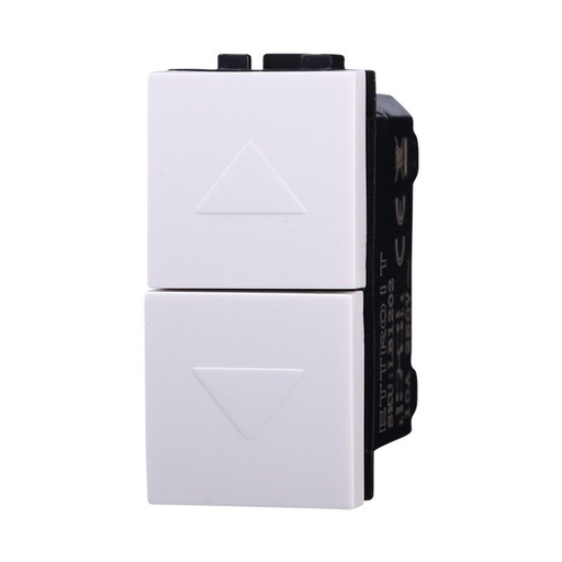 [BLB1202] ETTROIT Pulsante Interbloccato Doppio Saliscendi 1P+1P 10A Colore BIANCO Compatibile Con Bticino Living Light
