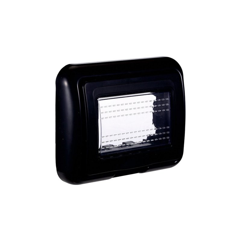 [BLN2703] Placca con Coperchio Supporto Stango Idrobox IP55 Nero 3 Posti 503 Compatibile Con Bticino Living International