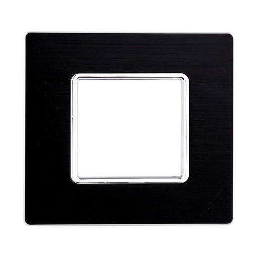 [MT86202] ETTROIT Placca In Alluminio Serie Solar 2P Colore Nero Compatibile Con Bticino Matix