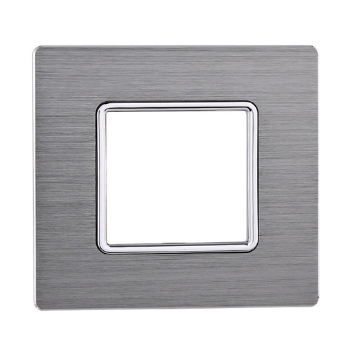 [MT86206] ETTROIT Placca In Alluminio Serie Solar 2P Colore Silver Compatibile Con Bticino Matix