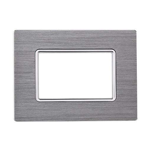 [MT86306] ETTROIT Placca In Alluminio Serie Solar 3P Colore Silver Compatibile Con Bticino Matix