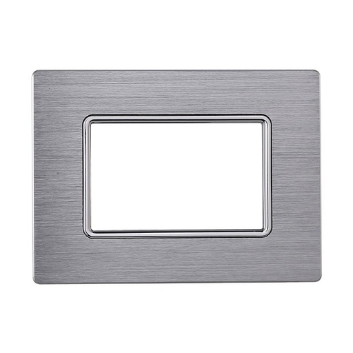 [MT86317] ETTROIT Placca In Alluminio Serie Solar 3P Colore Silver Lucido Compatibile Con Bticino Matix