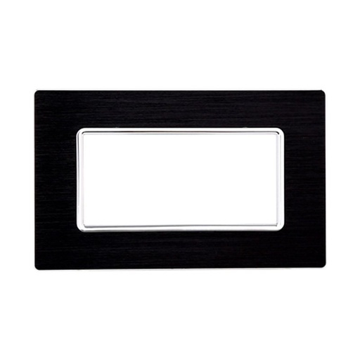 [MT86402] ETTROIT Placca In Alluminio Serie Solar 4P Colore Nero Compatibile Con Bticino Matix