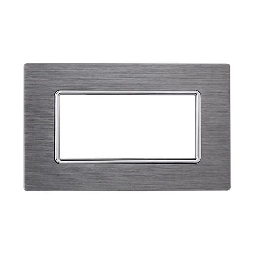 [MT86406] ETTROIT Placca In Alluminio Serie Solar 4P Colore Silver Compatibile Con Bticino Matix