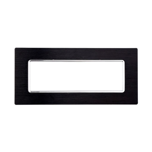 [MT86602] ETTROIT Placca In Alluminio Serie Solar 6P Colore Nero Compatibile Con Bticino Matix