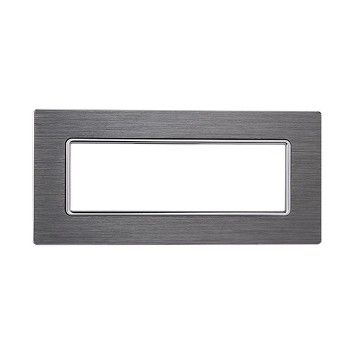 [MT86606] ETTROIT Placca In Alluminio Serie Solar 6P Colore Silver Compatibile Con Bticino Matix