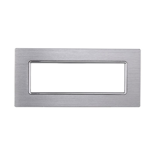 [MT86617] ETTROIT Placca In Alluminio Serie Solar 6P Colore Silver Lucido Compatibile Con Bticino Matix