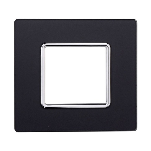[MT84210] ETTROIT Placca In Vetro Serie Solar 2P Colore Acciaio Scuro Compatibile Con Bticino Matix
