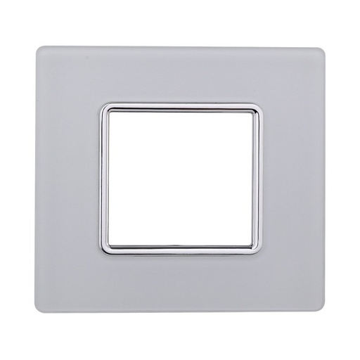 [MT84201] ETTROIT Placca In Vetro Serie Solar 2P Colore Bianco Compatibile Con Bticino Matix