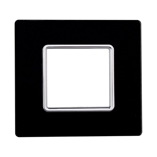 [MT84202] ETTROIT Placca In Vetro Serie Solar 2P Colore Nero Compatibile Con Bticino Matix