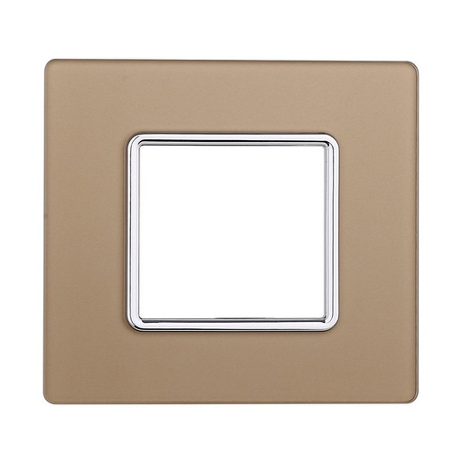 [MT84211] Placca In Vetro Serie Solar 2P Colore Oro Compatibile Con Bticino Matix