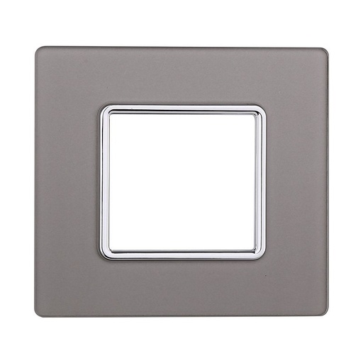[MT84206] ETTROIT Placca In Vetro Serie Solar 2P Colore Silver Compatibile Con Bticino Matix