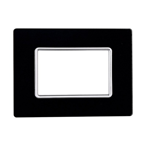 [MT84302] ETTROIT Placca In Vetro Serie Solar 3P Colore Nero Compatibile Con Bticino Matix