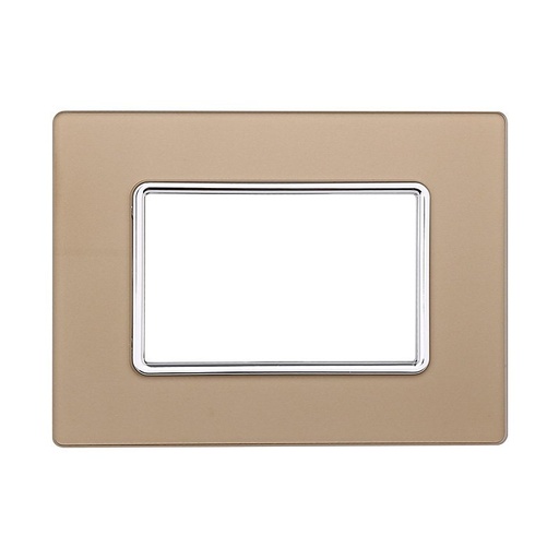 [MT84311] ETTROIT Placca In Vetro Serie Solar 3P Colore Oro Compatibile Con Bticino Matix