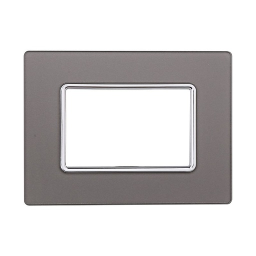 [MT84306] ETTROIT Placca In Vetro Serie Solar 3P Colore Silver Compatibile Con Bticino Matix