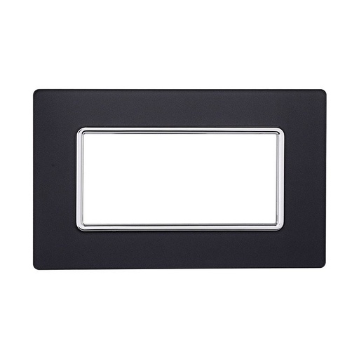 [MT84410] ETTROIT Placca In Vetro Serie Solar 4P Colore Acciaio Scuro Compatibile Con Bticino Matix