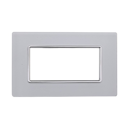 [MT84401] ETTROIT Placca In Vetro Serie Solar 4P Colore Bianco Compatibile Con Bticino Matix