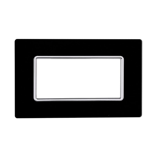 [MT84402] ETTROIT Placca In Vetro Serie Solar 4P Colore Nero Compatibile Con Bticino Matix